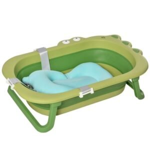 Home Homcom Ergonomic Baby Bath Tub for Toddler with Baby Cushion – Green